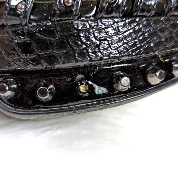 Studded Gianni Bini Slingback Black Patent Leather Stiletto Heels - Picture 6 of 8